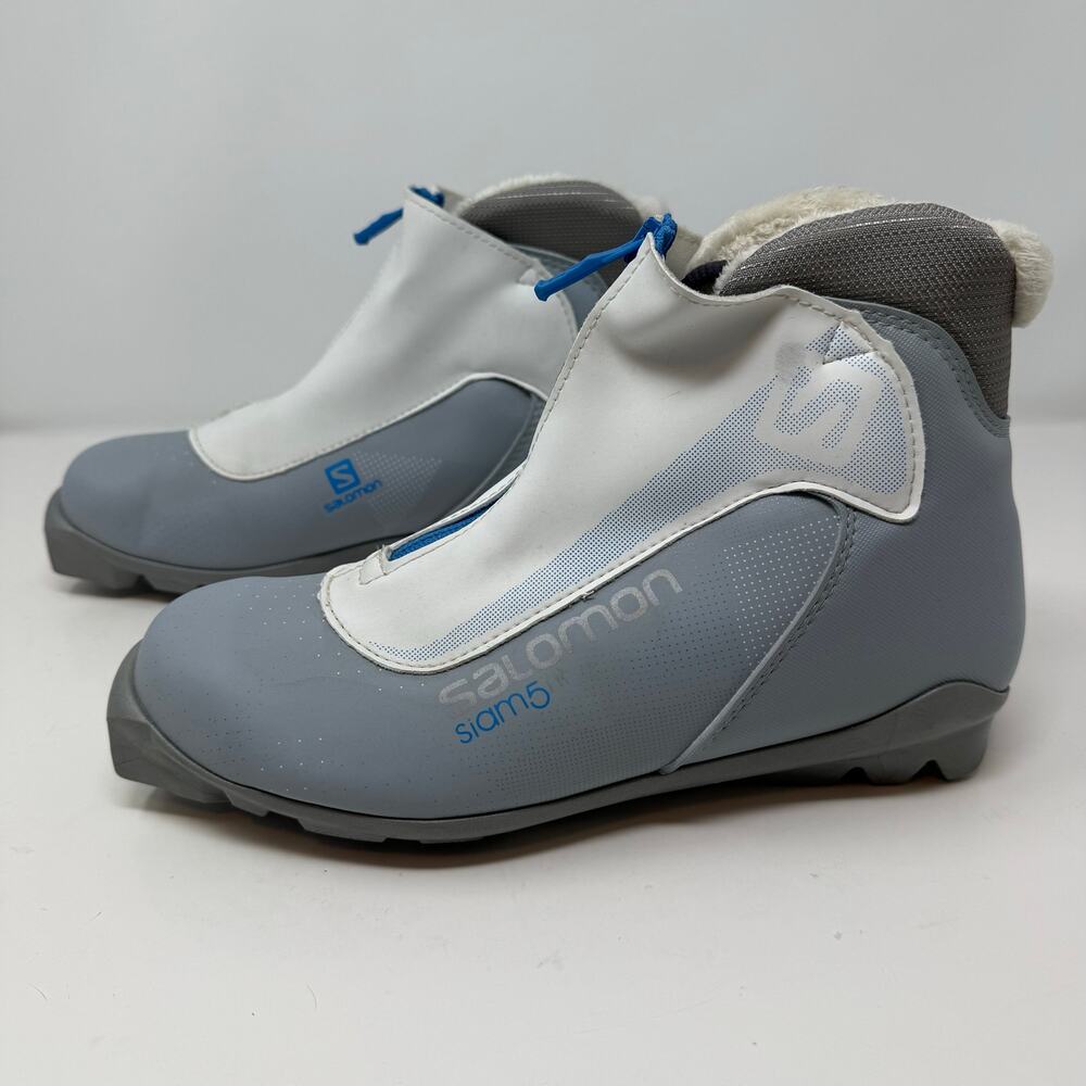 Salomon Siam5 Cross Country Ski Boot Women's 9.5 Grey White Blue - Picture 6 of 16